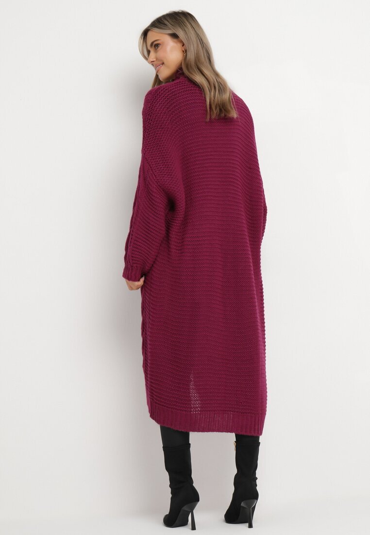 tricot station Cardigan Lung Mov închis cu model torsadat Bovzana