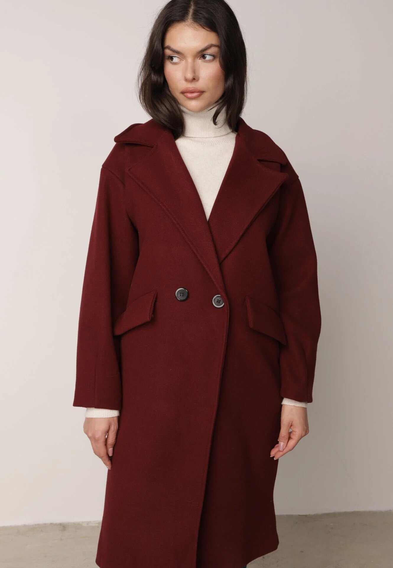 tricot station Palton Bordo Dublu Lung Swane