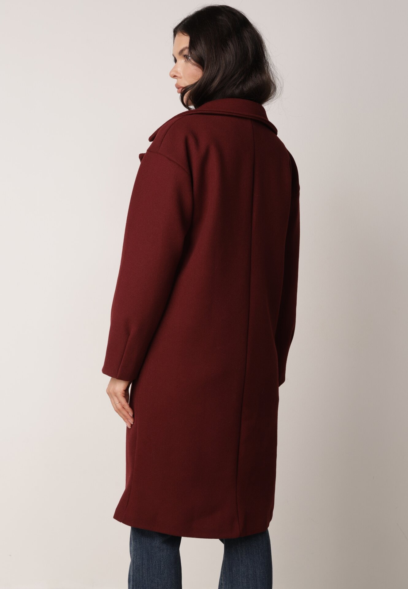 tricot station Palton Bordo Dublu Lung Swane