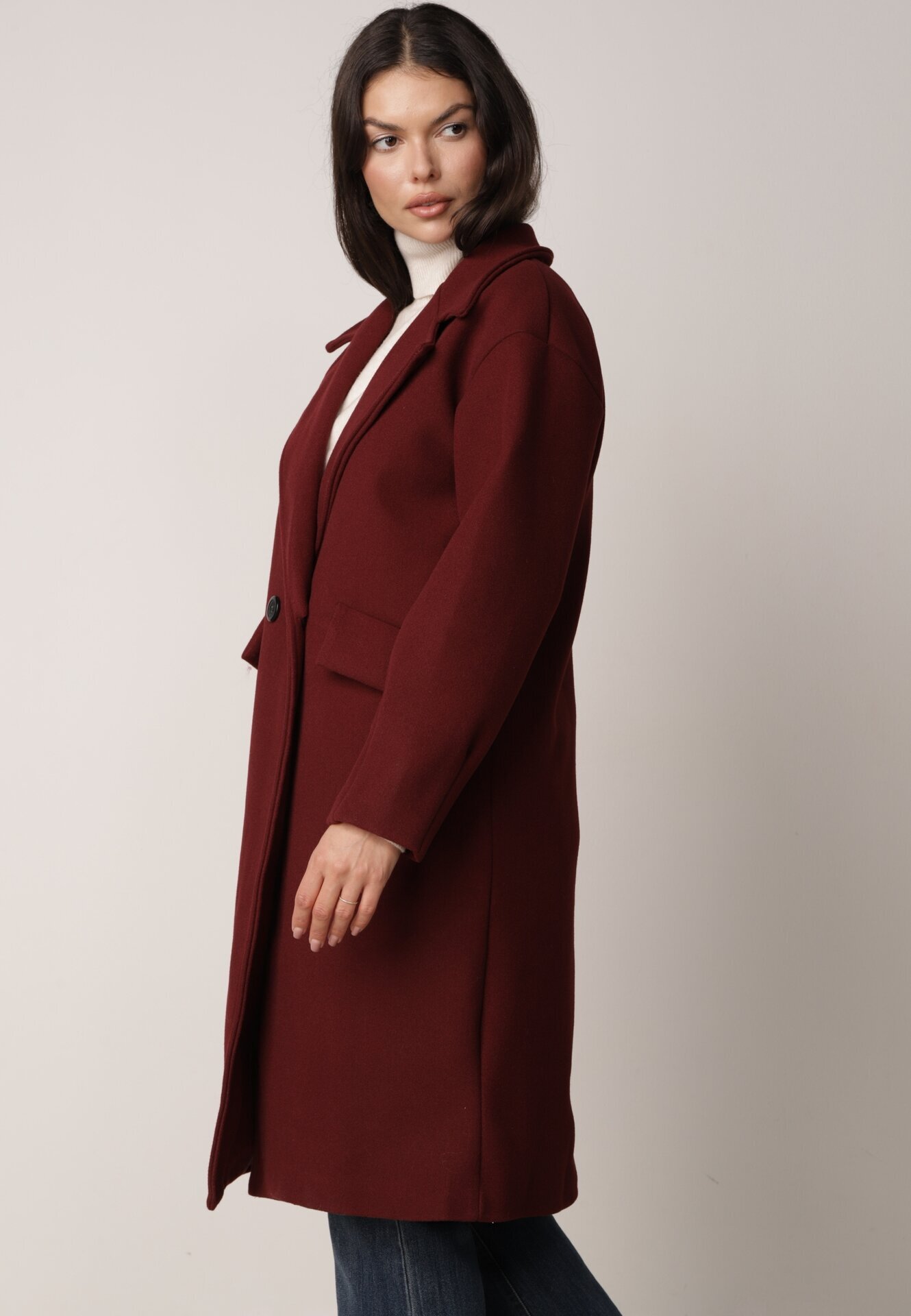 tricot station Palton Bordo Dublu Lung Swane
