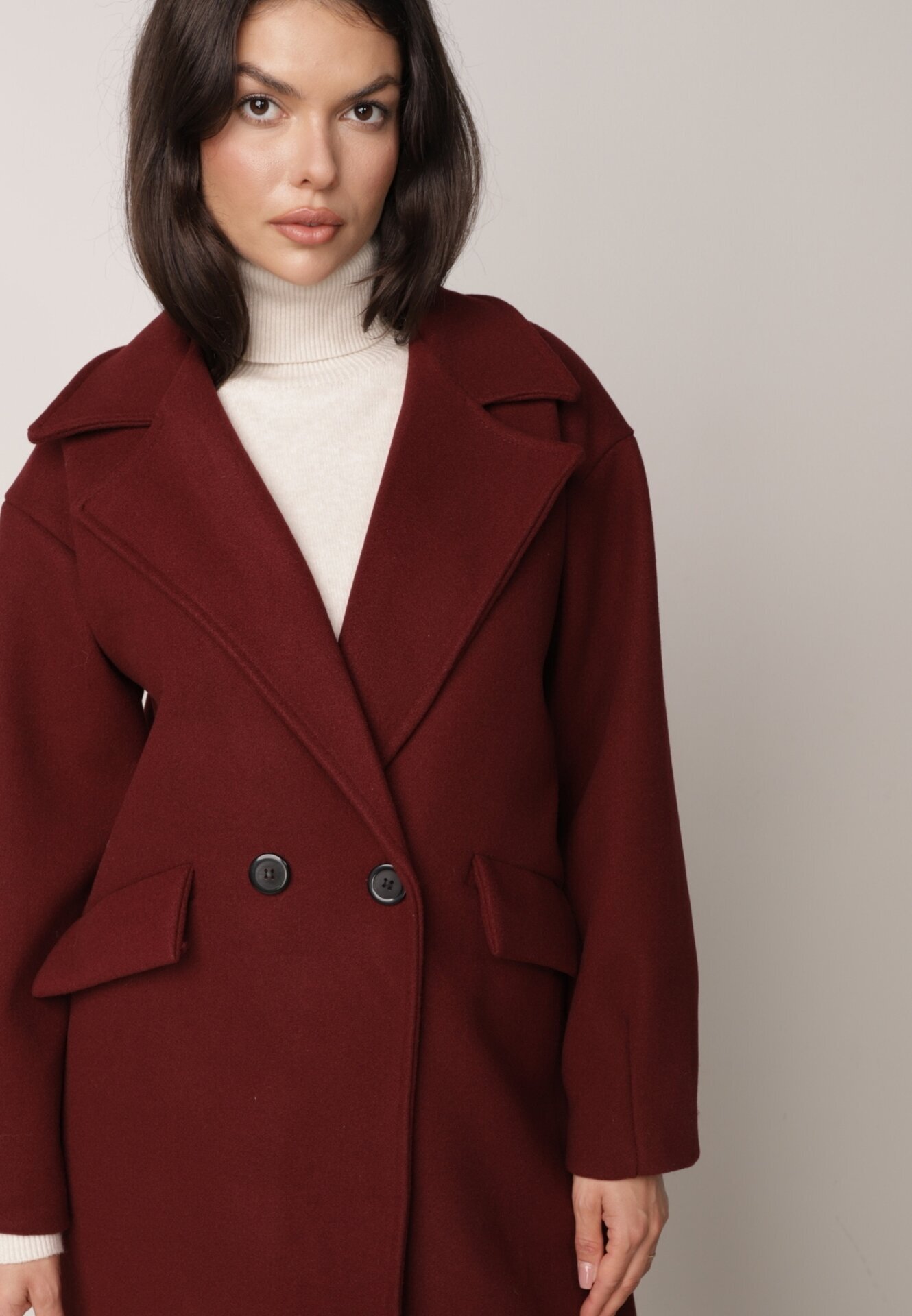 tricot station Palton Bordo Dublu Lung Swane