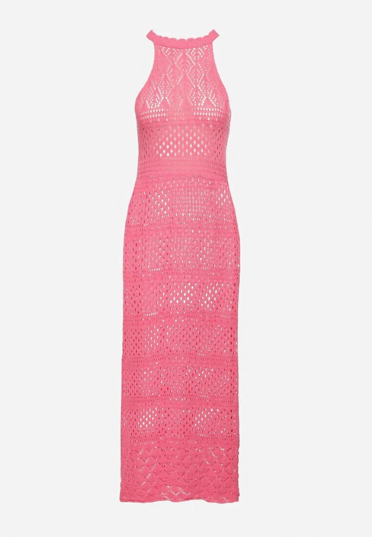 tricot station Rochie Roz cu croială cambrată din tricot ajurat Tiamisse