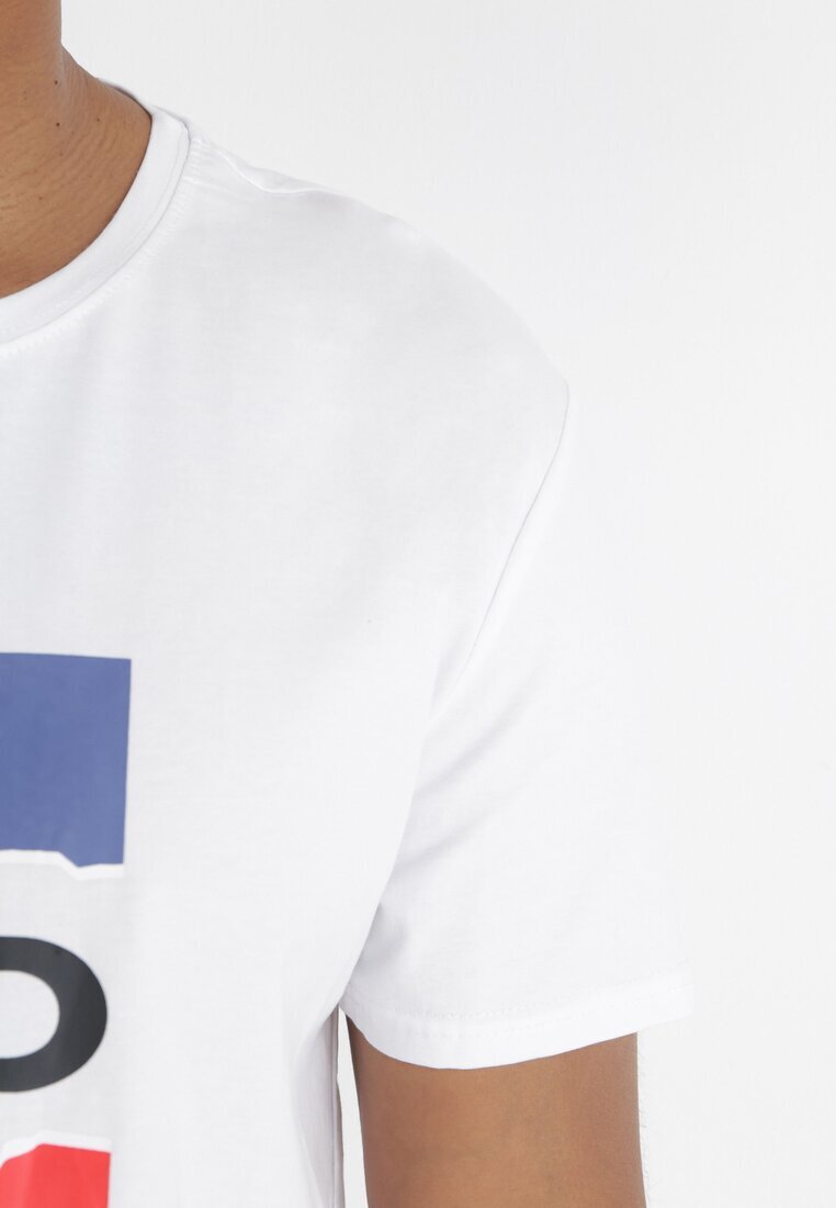  Tricou alb cu mânecă scurtă și imprimeu Evelon