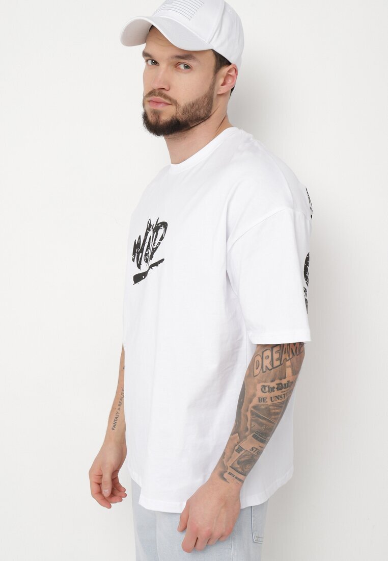  Tricou Alb de Bumbac cu Imprimeu Anfria