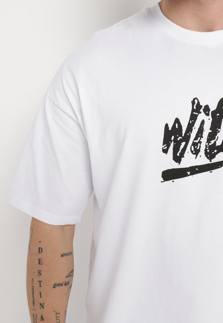  Tricou Alb de Bumbac cu Imprimeu Anfria