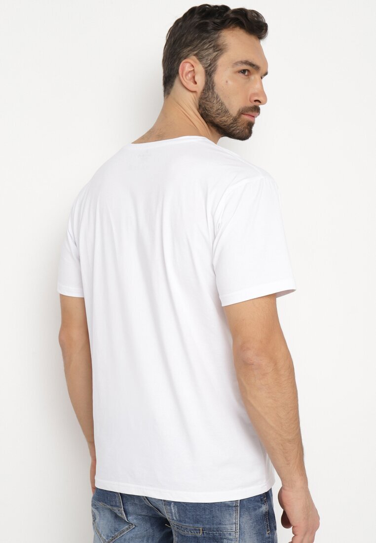  Tricou alb de bumbac cu imprimeu decorativ pe partea din față Ulitiama