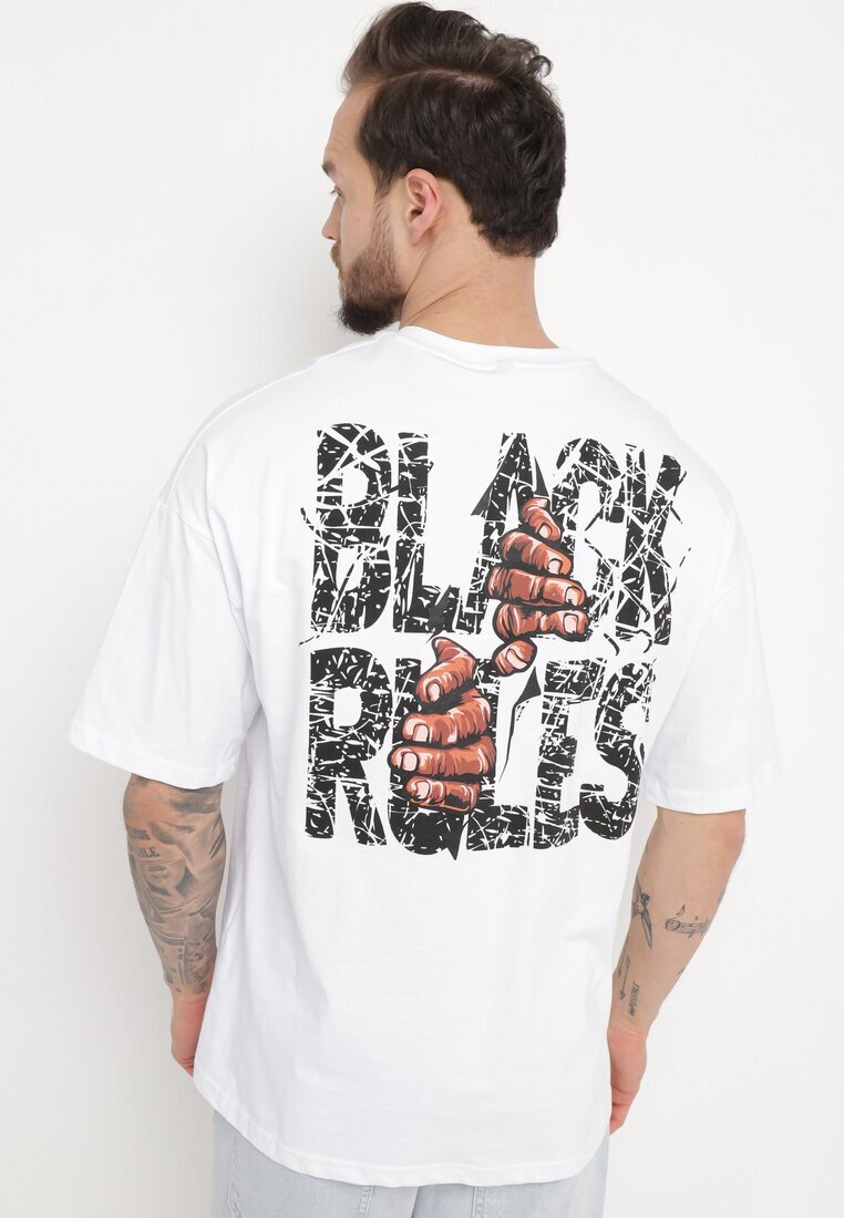  Tricou Alb de bumbac cu imprimeu pe ambele părți Daven