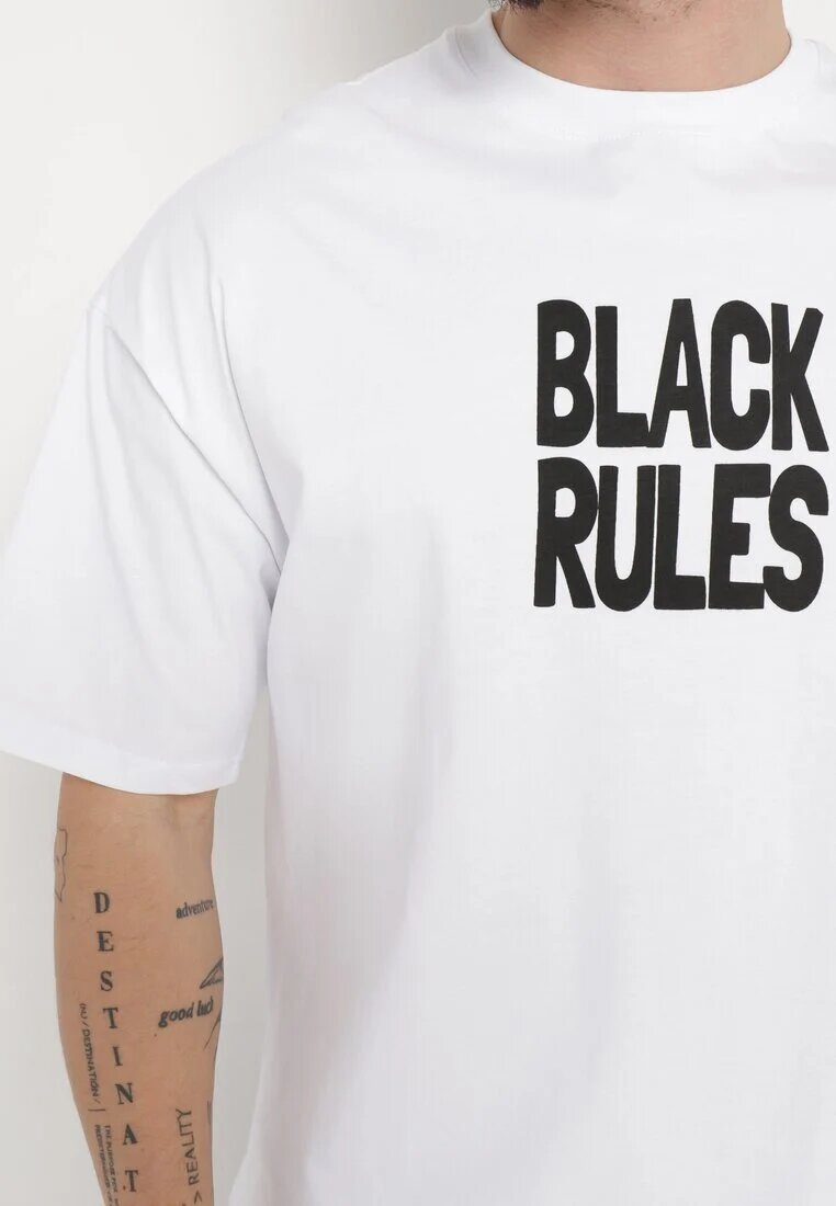 Tricou Alb de bumbac cu imprimeu pe ambele părți Daven