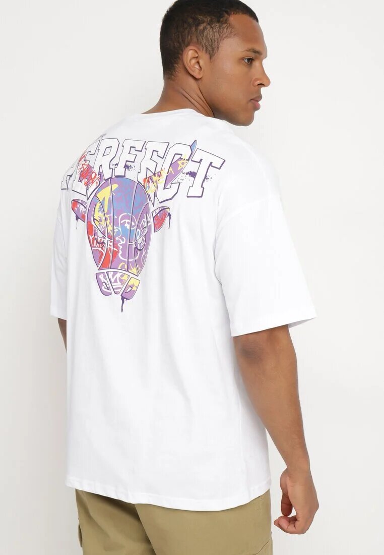  Tricou Alb De Bumbac cu mânecă scurtă Decorat cu imprimeuri Citara