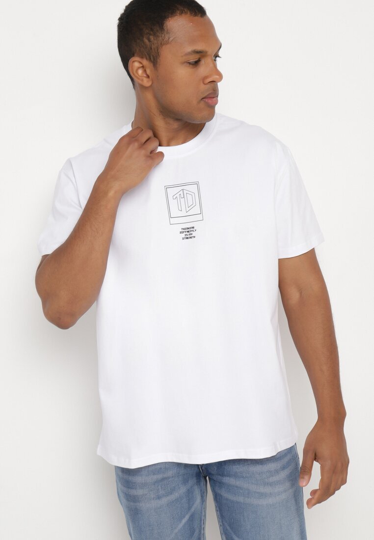  Tricou alb de bumbac cu mânecă scurtă și imprimeu Nobalia
