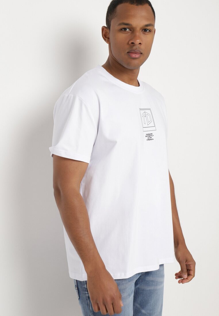  Tricou alb de bumbac cu mânecă scurtă și imprimeu Nobalia