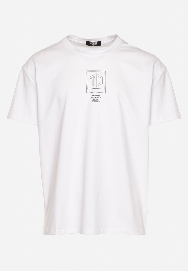  Tricou alb de bumbac cu mânecă scurtă și imprimeu Nobalia
