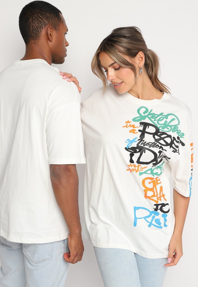  Tricou Alb din Bumbac Cu Imprimeu Halconie