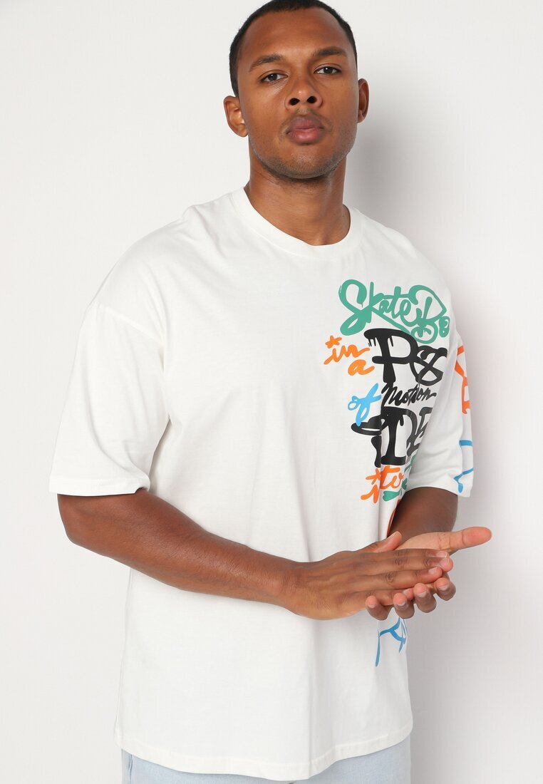  Tricou Alb din Bumbac Cu Imprimeu Halconie