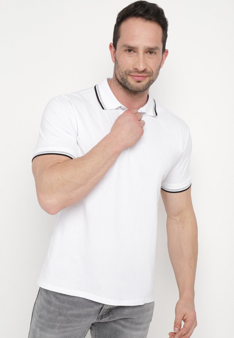  Tricou Alb tip Polo cu nasturi Timarie