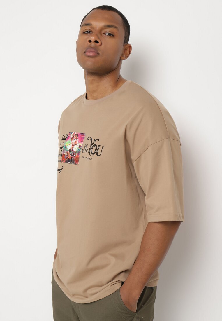  Tricou Bej închis din Bumbac Decorat cu Aplicații Ranessa