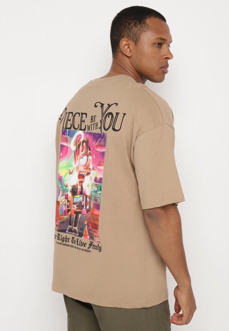  Tricou Bej închis din Bumbac Decorat cu Aplicații Ranessa