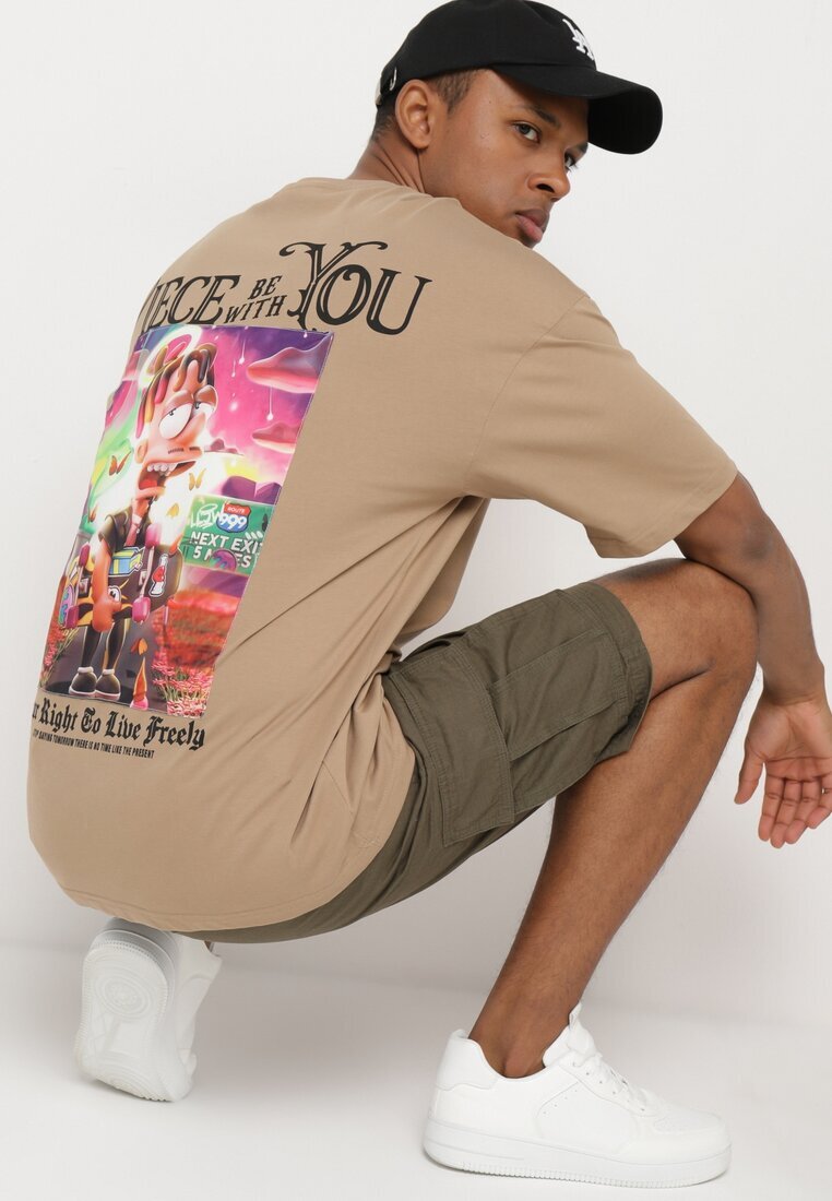  Tricou Bej închis din Bumbac Decorat cu Aplicații Ranessa