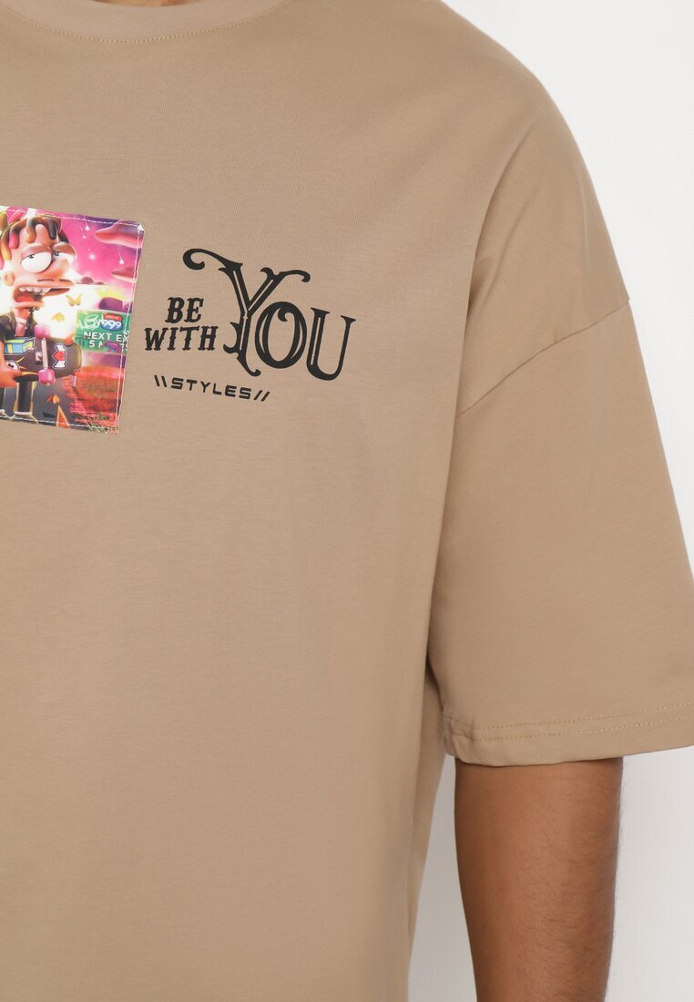  Tricou Bej închis din Bumbac Decorat cu Aplicații Ranessa