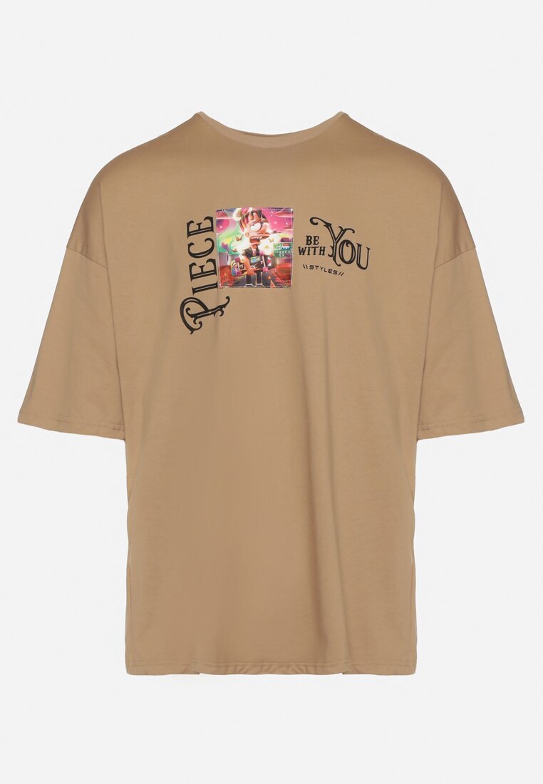  Tricou Bej închis din Bumbac Decorat cu Aplicații Ranessa