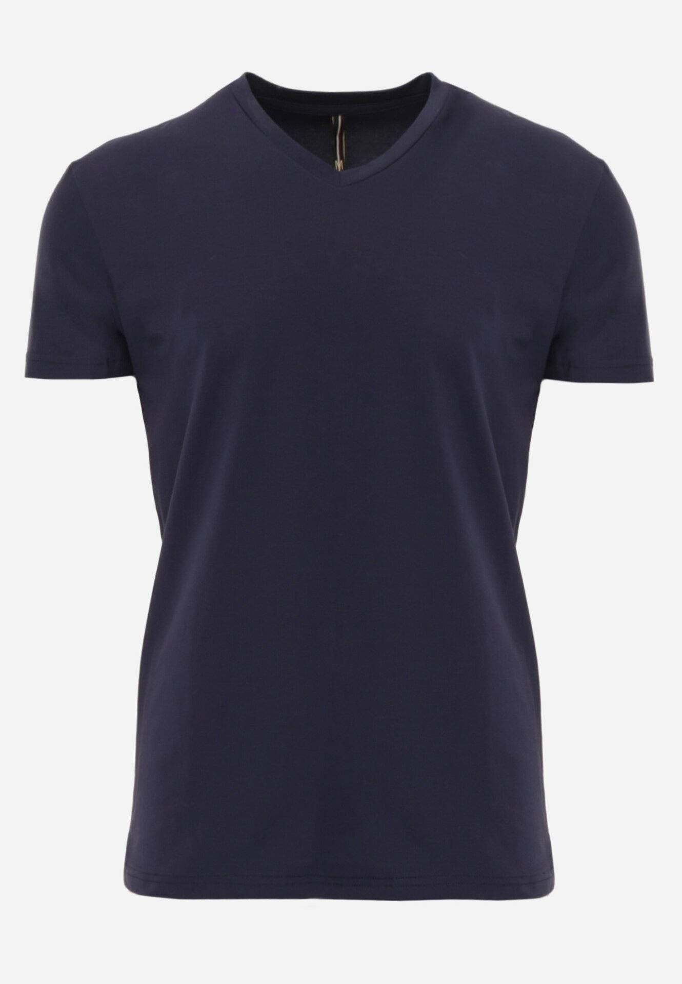  Tricou Bleumarin din Bumbac cu Decolteu în V Rionisse