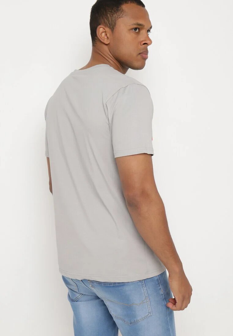 Tricou Clasic Gri din Bumbac cu Imprimeu Mare Gunelia