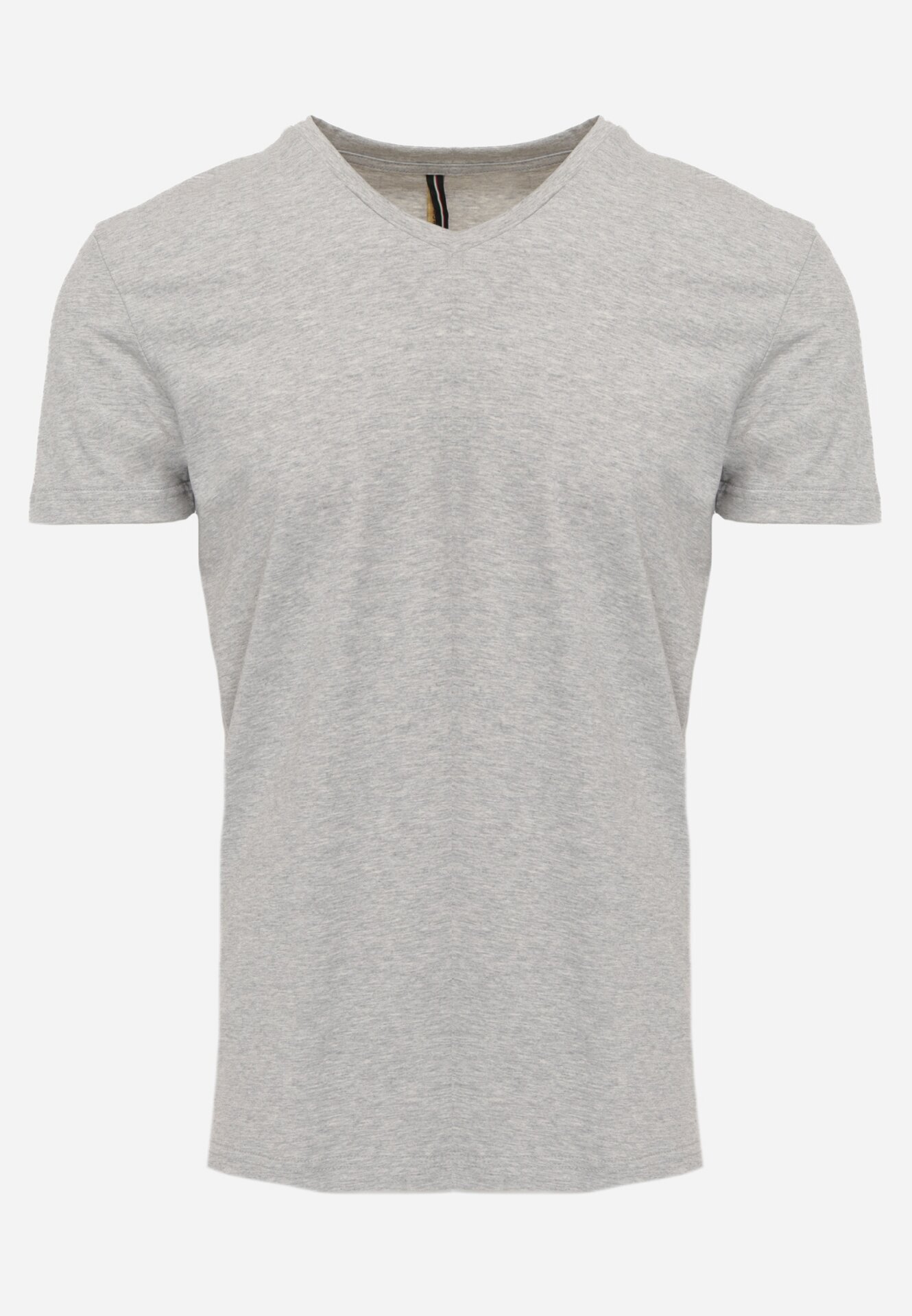  Tricou Gri deschis din Bumbac cu Decolteu în V Rionisse