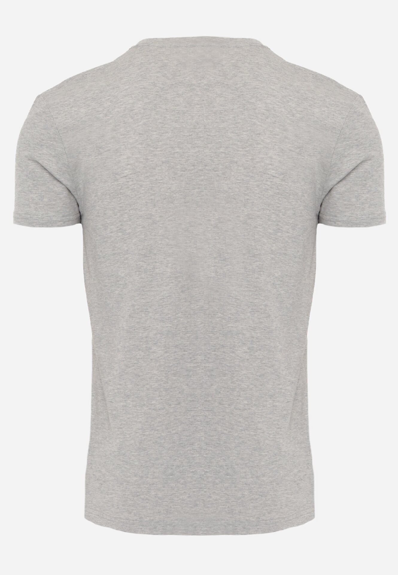  Tricou Gri deschis din Bumbac cu Decolteu în V Rionisse