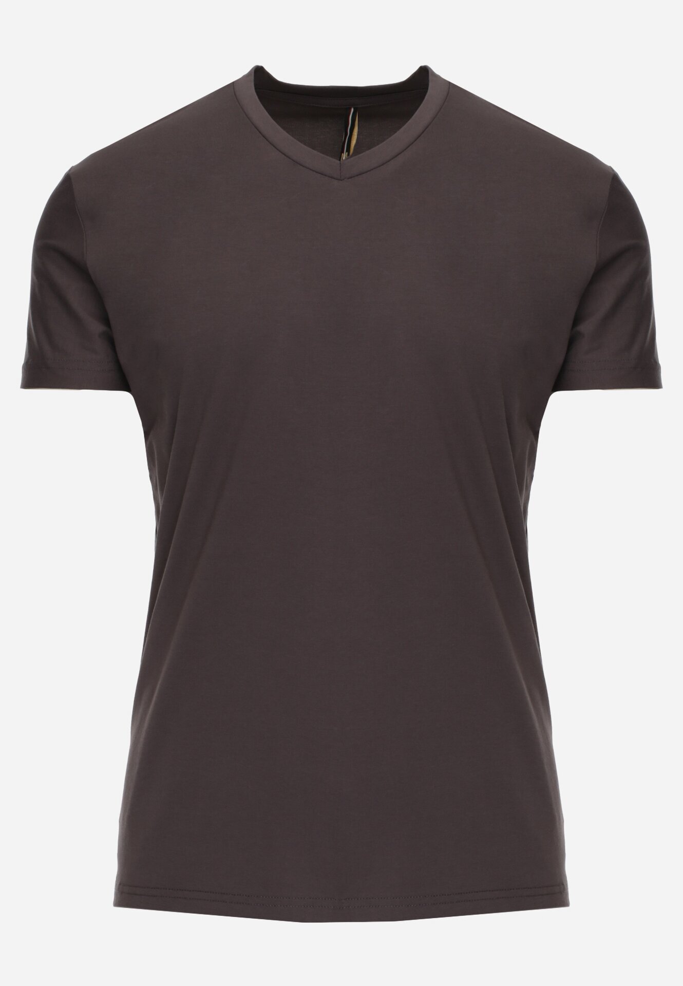  Tricou gri închis din bumbac cu decolteu în V Rionisse