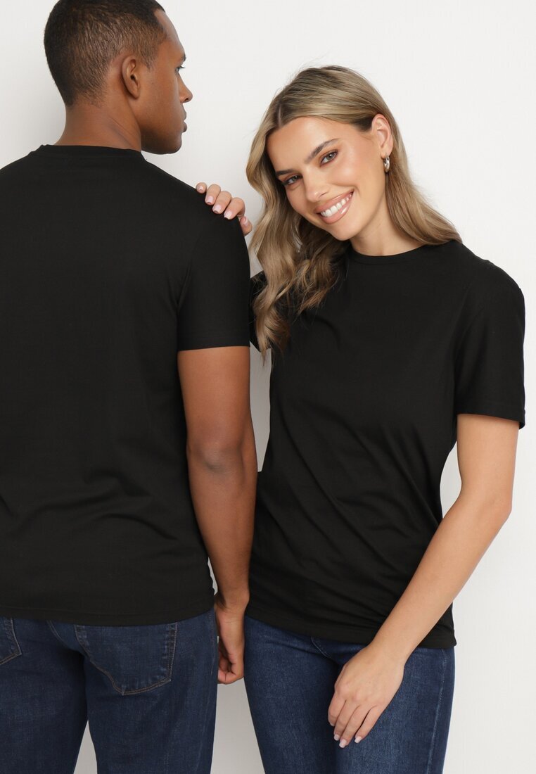  Tricou Negru de bumbac cu croi clasic Xloette