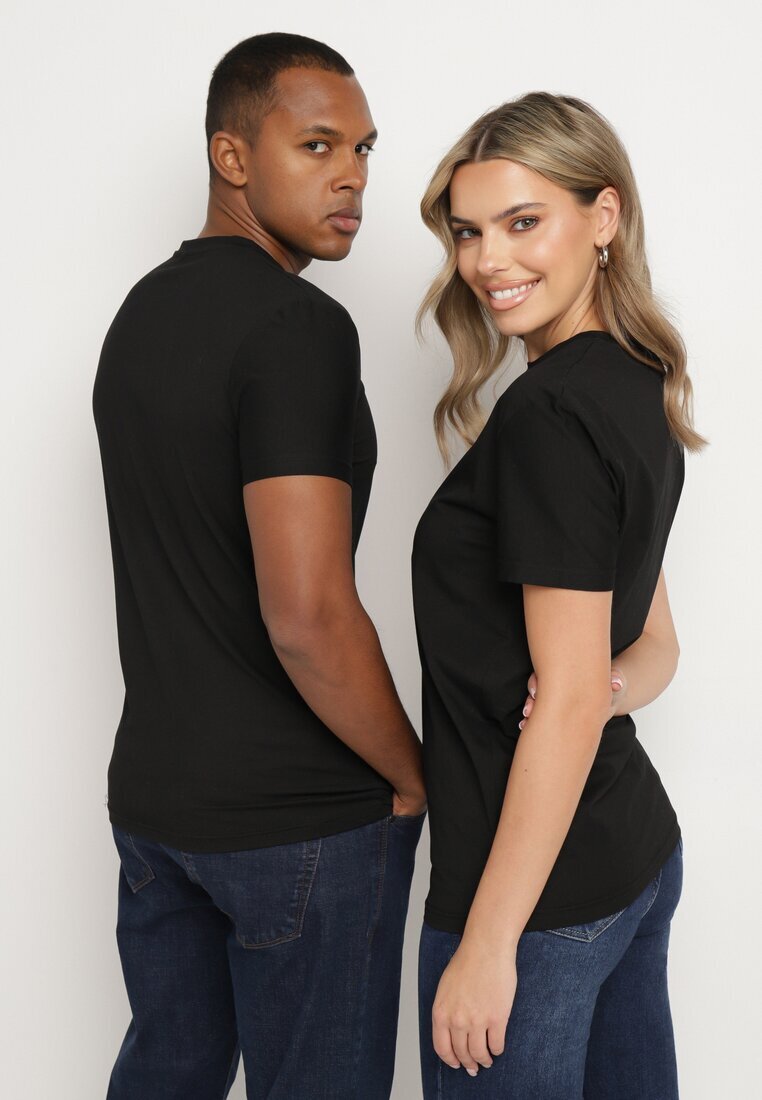  Tricou Negru de bumbac cu croi clasic Xloette