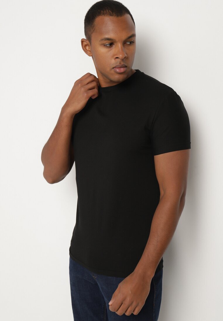 Tricou Negru de bumbac cu croi clasic Xloette