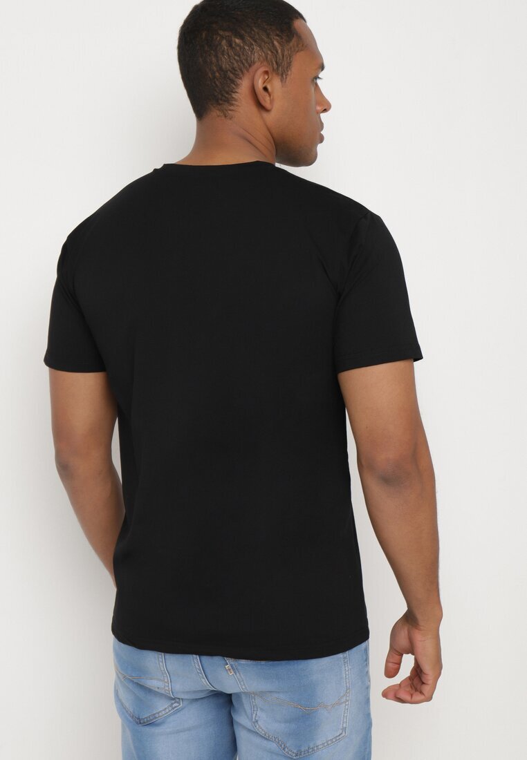  Tricou Negru de Bumbac cu Mânecă scurtă și Imprimeu decorativ Branessa