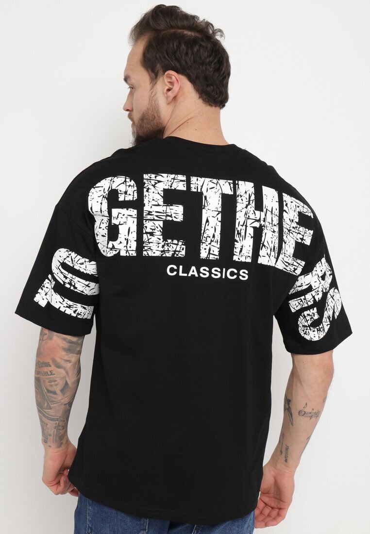  Tricou Negru din bumbac cu imprimeu Anfria