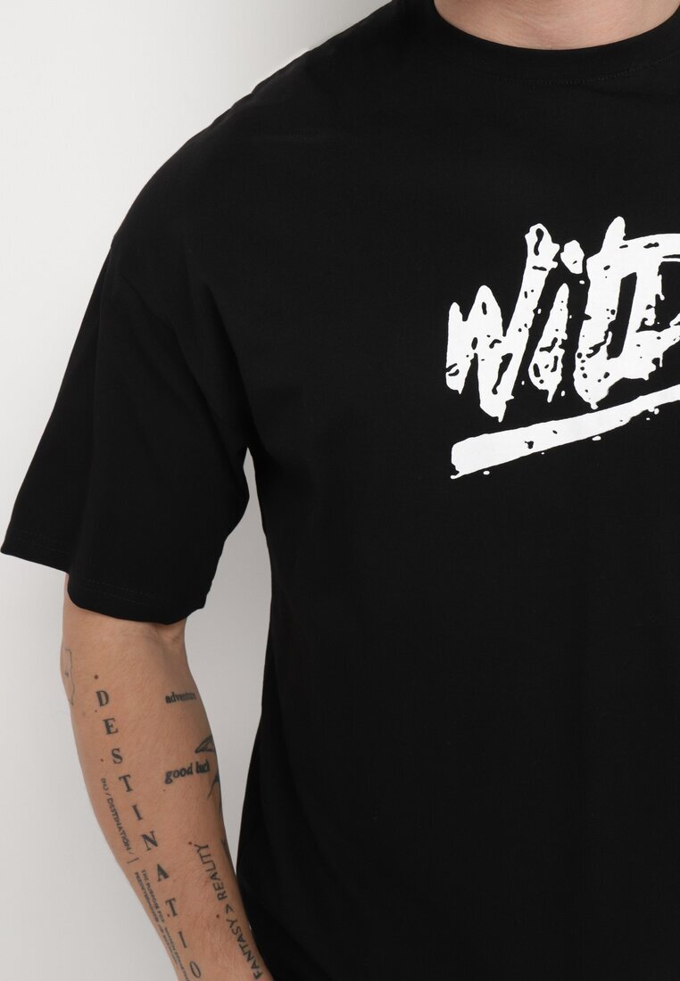  Tricou Negru din bumbac cu imprimeu Anfria