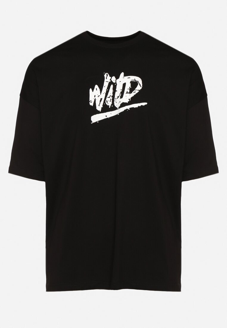  Tricou Negru din bumbac cu imprimeu Anfria