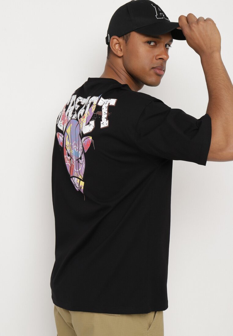  Tricou Negru Din bumbac cu mânecă scurtă Decorat cu imprimeuri Citara