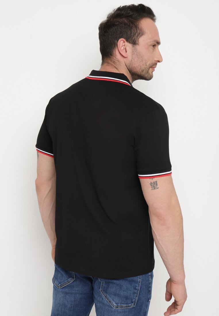  Tricou Negru stil Polo cu Nasturi Timarie