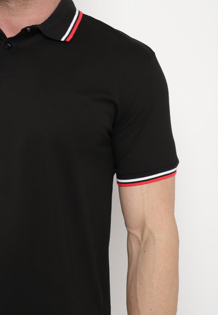  Tricou Negru stil Polo cu Nasturi Timarie