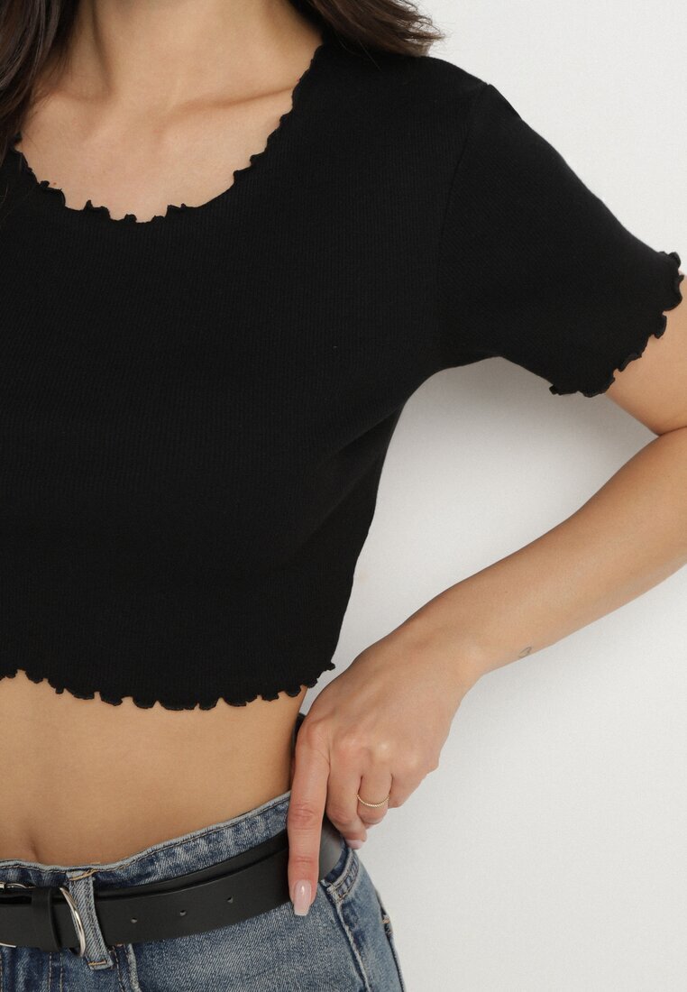  Tricou Negru Striat din bumbac Adlesa