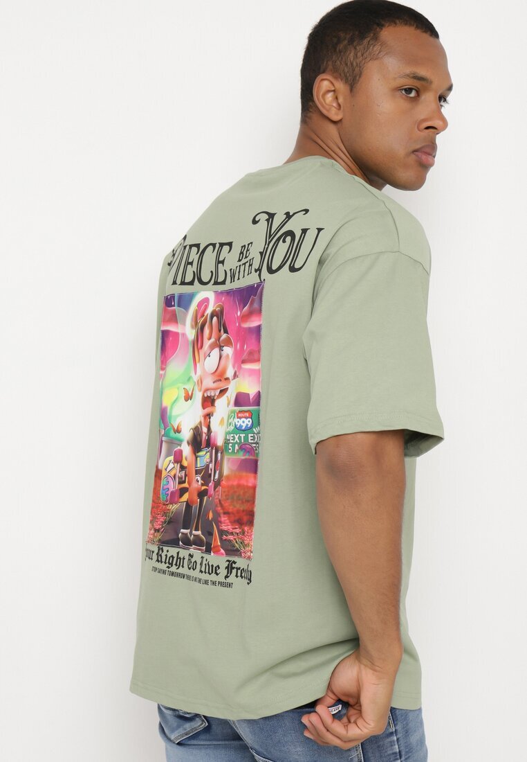  Tricou Verde deschis din bumbac decorat cu aplicații Ranessa