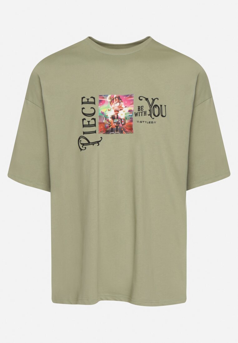 Tricou Verde deschis din bumbac decorat cu aplicații Ranessa