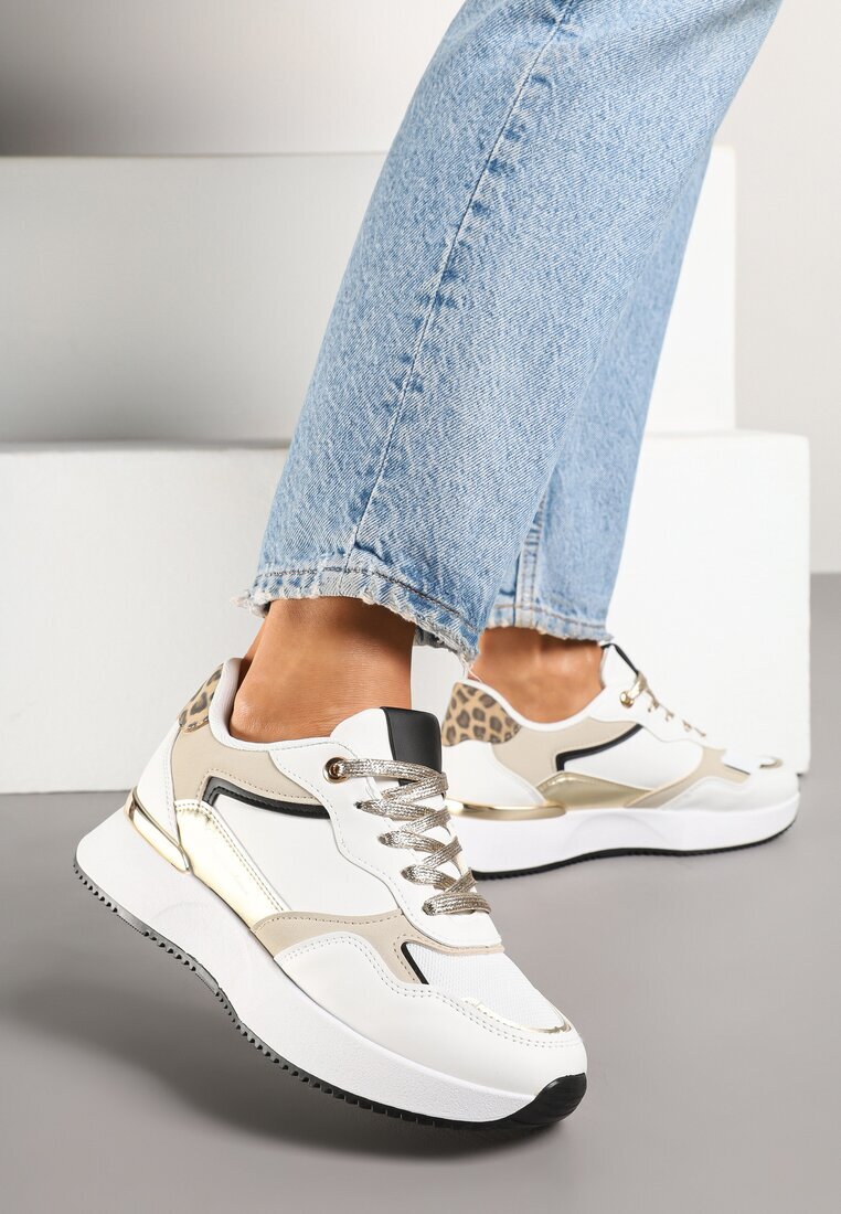 tulipano Adidași Albi Decorați cu inscripție și cu imprimeu leopard Wakkaria