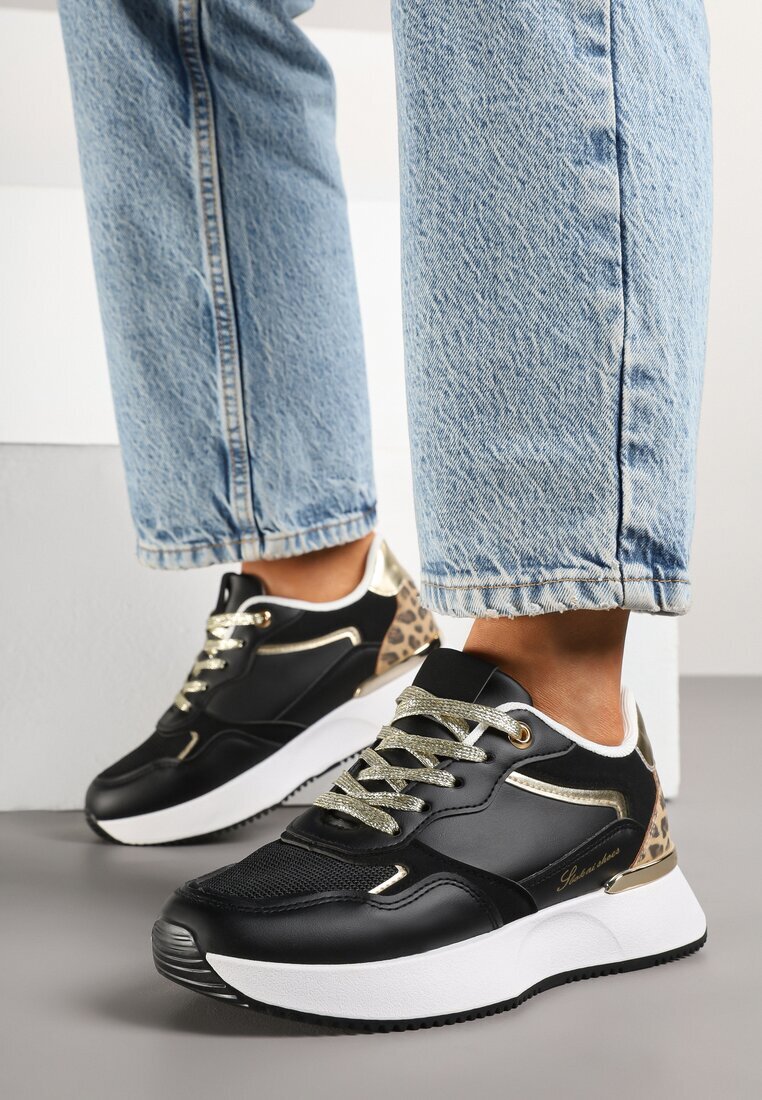tulipano Adidași Negri Decorați Cu text și imprimeu leopard Wakkaria