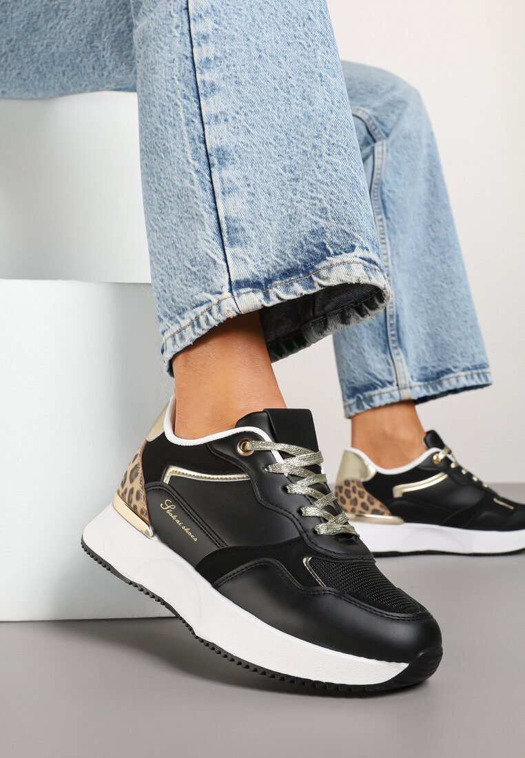 tulipano Adidași Negri Decorați Cu text și imprimeu leopard Wakkaria