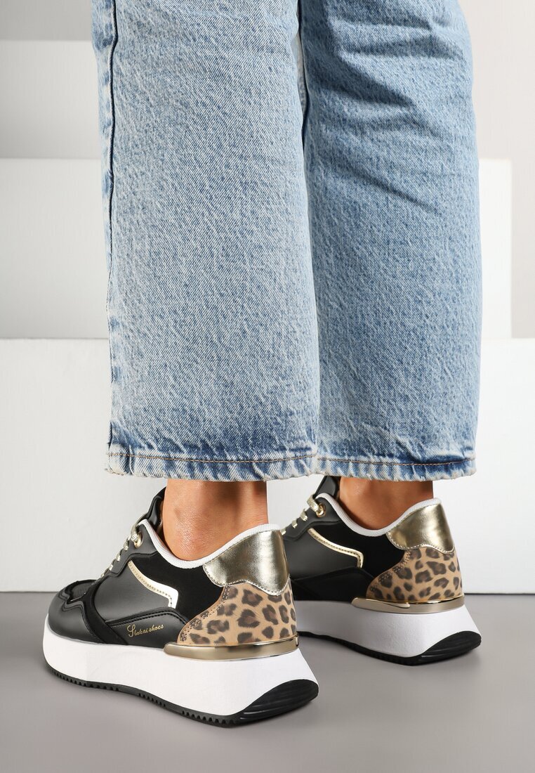 tulipano Adidași Negri Decorați Cu text și imprimeu leopard Wakkaria
