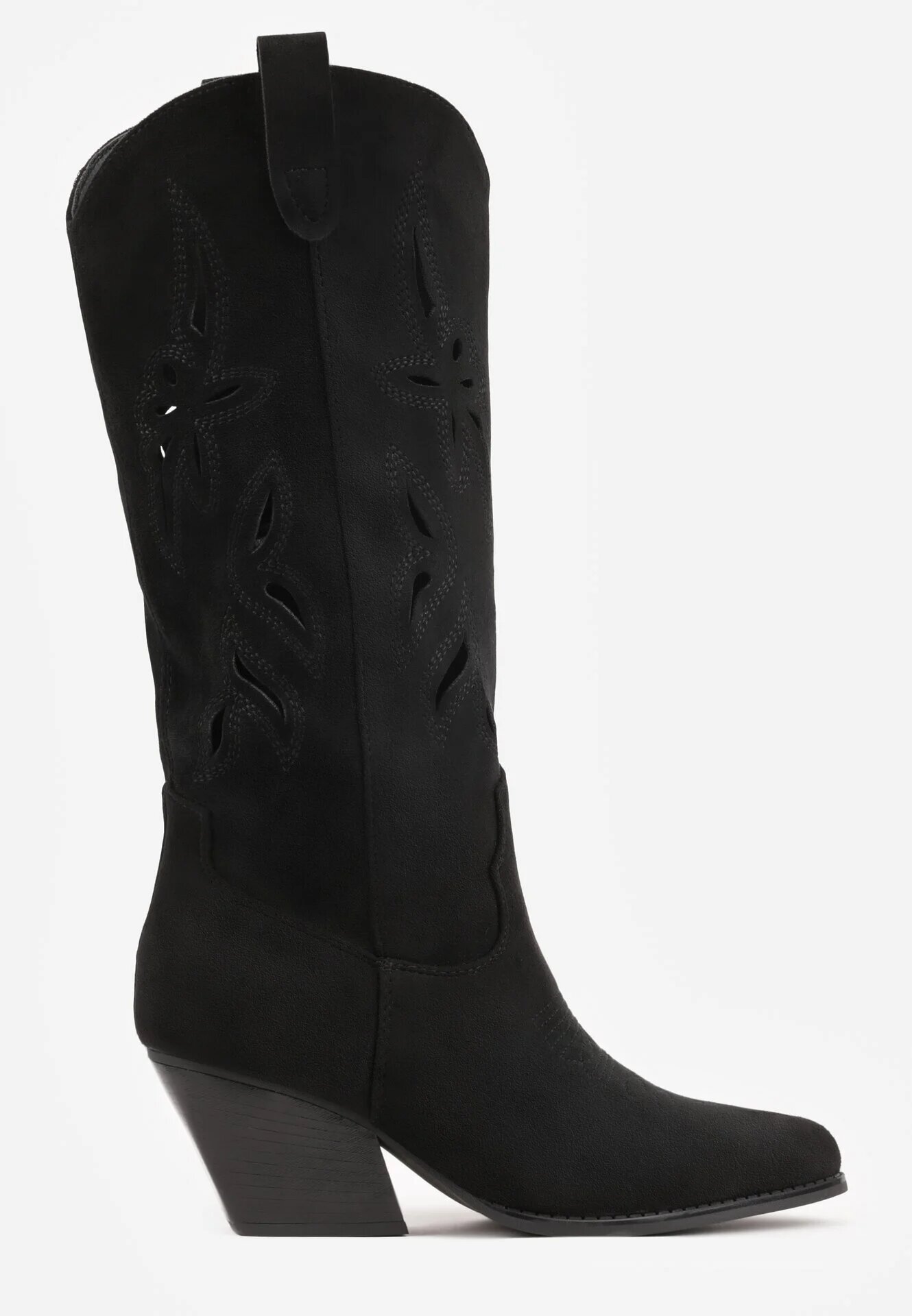 tulipano Cizme Negre Cowboy cu toc conic cu carâmb ajurat Tidanna