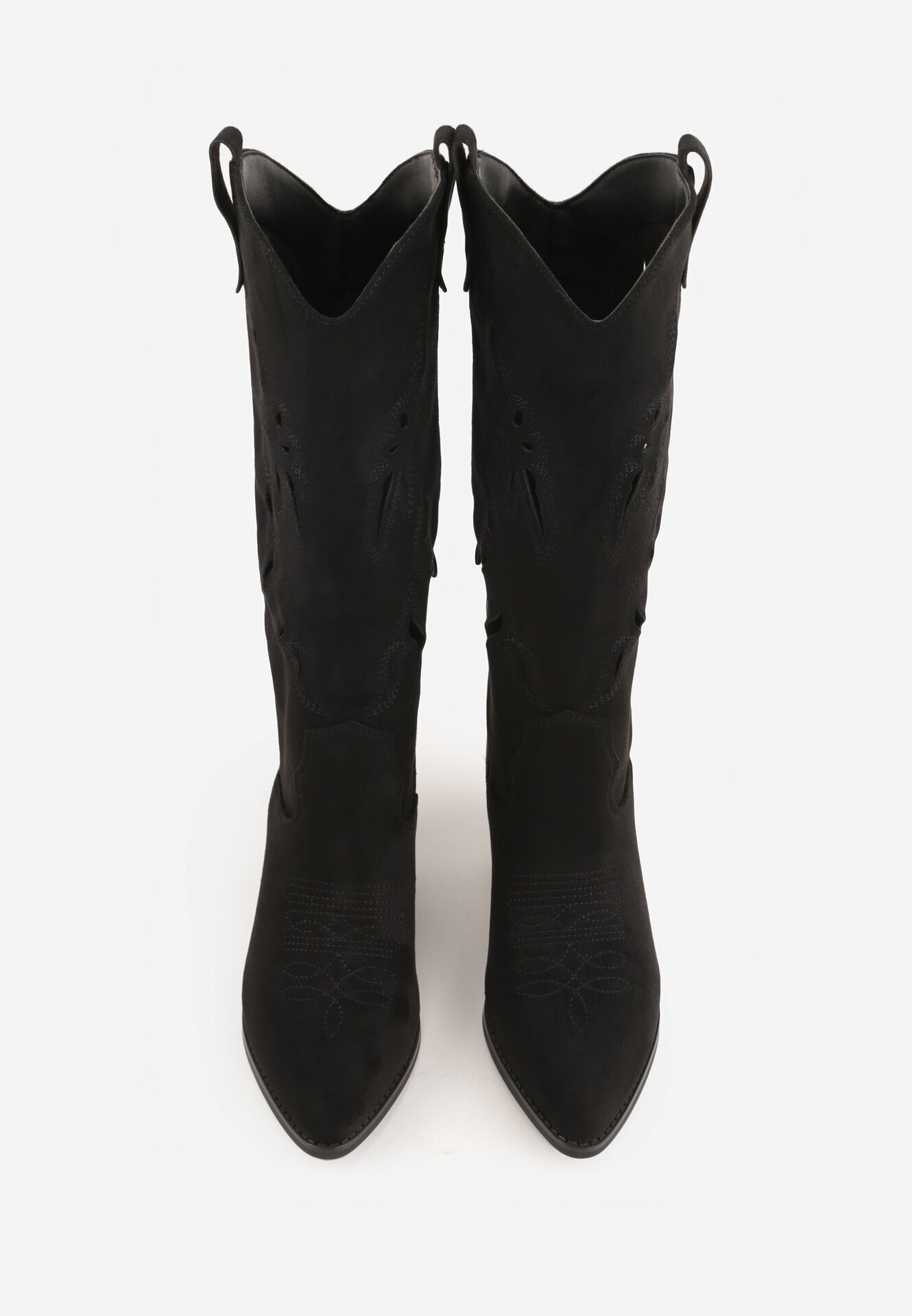 tulipano Cizme Negre Cowboy cu toc conic cu carâmb ajurat Tidanna