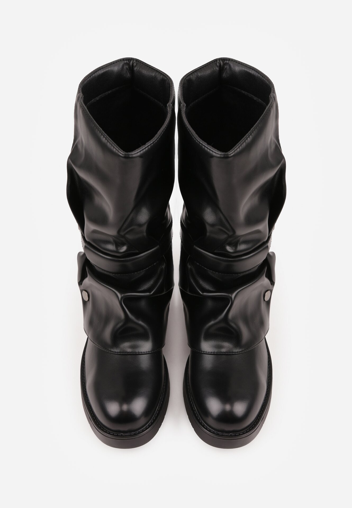 tulipano Ghete tip biker cu carâmb răsucit drapat cu curea Jevette Negre