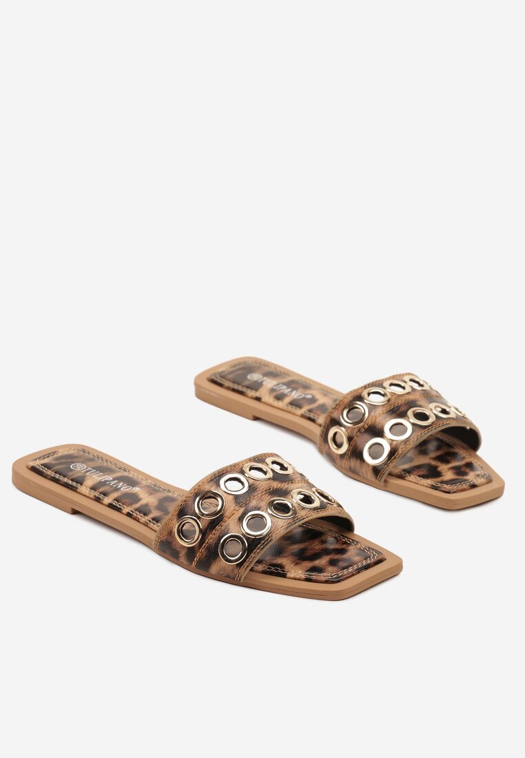 tulipano Papuci Leopard Decorați cu Nituri Meralina